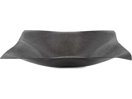 Howard Elliott Etched Crossways Wavy Edged Graphite Decorative Bowl