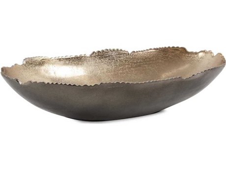 Howard Elliott Baniff Bronze Jagged Edged Oval Decorative Bowl