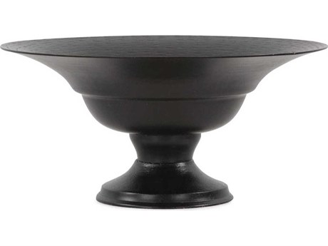 Howard Elliott Hammered Em Dash Matte Black Wide Rim Shallow Decorative Bowl