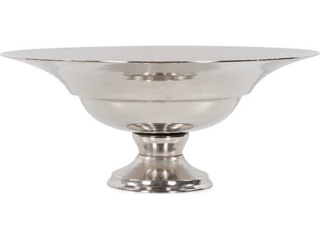Howard Elliott Hammered Em Dash Bright Silver Wide Rim Shallow Decorative Bowl