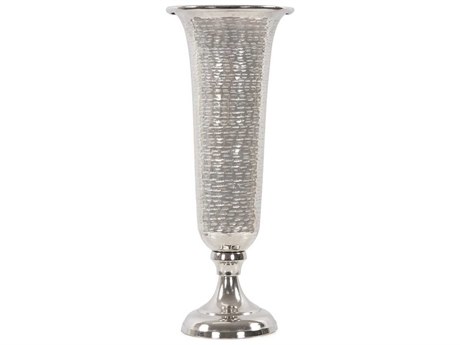 Howard Elliott Hammered Bright Silver Em Dash Flared Trumpet Vase