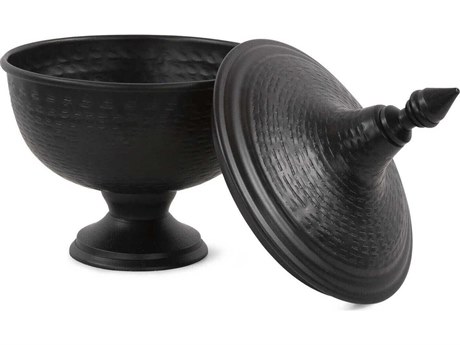 Howard Elliott Hammered Em Dash Black Covered Urn