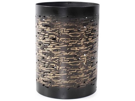 Howard Elliott Black Gold Cylindrical Candle Holder