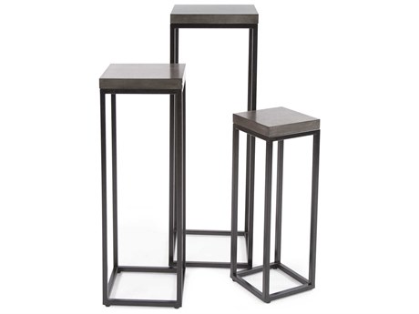Howard Elliott Kenton Square Wood Smoke Gray Black End Table