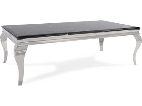 Howard Elliott Lexiss Rectangular Marble Black Silver Coffee Table