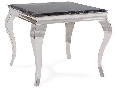 Howard Elliott Lexiss Square Marble Black Silver End Table