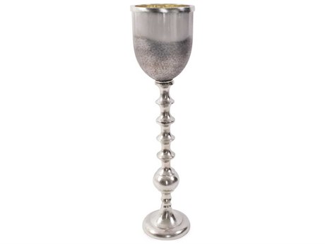 Howard Elliott Black Diamond Glass Chalise on a Nickel Turned Metal Stand