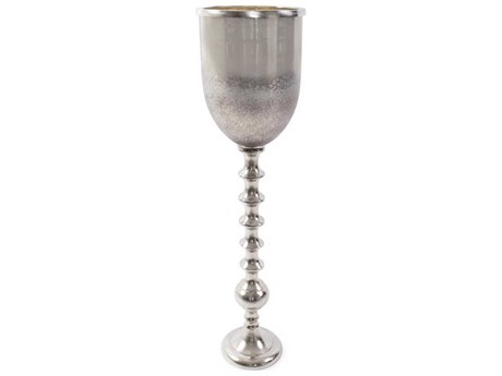 Howard Elliott Black Diamond Glass Chalise on a Nickel Turned Metal Stand