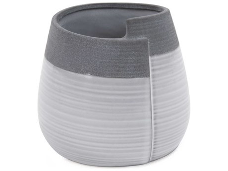 Howard Elliott Rolled Two Tone Gray 6" High Vase