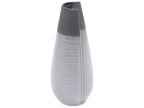 Howard Elliott Rolled Two Tone Gray 11" High Vase