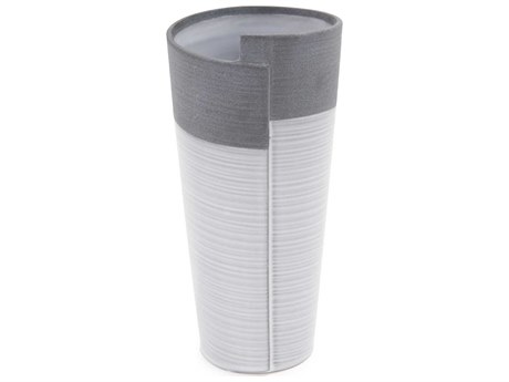 Howard Elliott Rolled Two Tone Gray 12" High Vase
