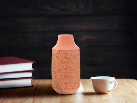Howard Elliott Richland Embossed Peach Vase