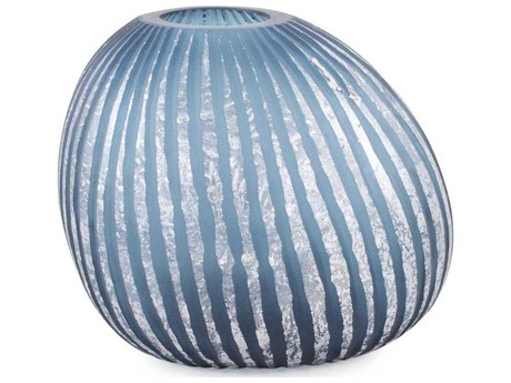 Howard Elliott Yale Blue Silver Asymmetrical Glass Vase