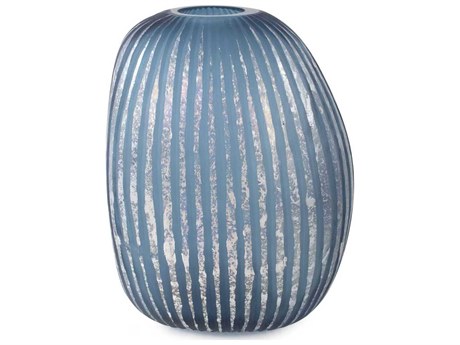 Howard Elliott Yale Blue Silver Asymmetrical Glass Vase