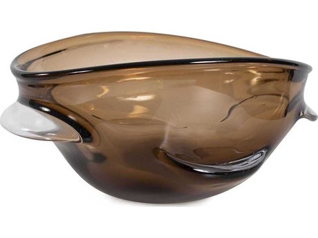 Howard Elliott Smokey Umber Glass Decorative Bowl