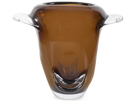 Howard Elliott Smokey Umber Flared Edged Glass Vase