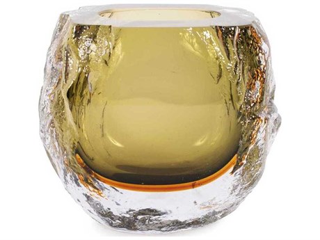 Howard Elliott Dusty Olive Crystalized Glass Vase