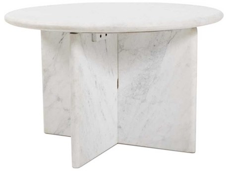 Howard Elliott Amara Round Marbled White Coffee Table