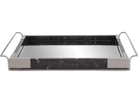 Howard Elliott Art Deco Black Silver Serving Tray