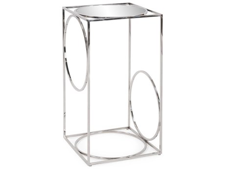Howard Elliott Square Glass Polished Stainless Steel End Table