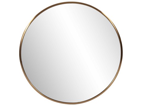 Howard Elliott Yorkville Brushed Brass Round Wall Mirror
