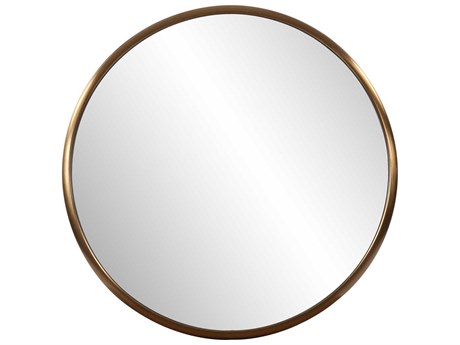Howard Elliott Yorkville Brushed Brass Round Wall Mirror