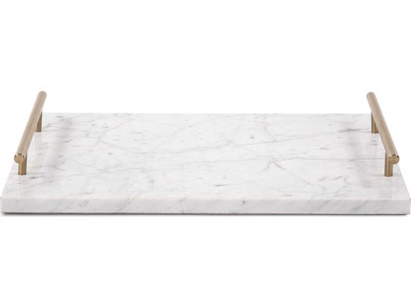 Howard Elliott White Gray Brass Serving Tray