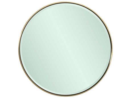 Howard Elliott Broidy Emerald Gold Round Wall Mirror