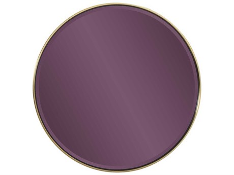 Howard Elliott Broidy Aubergine Purple Gold Round Wall Mirror
