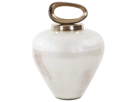 Howard Elliott Reza Glass Urn with Ornate Metal Top