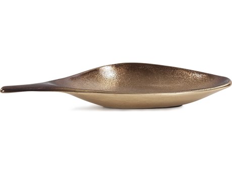Howard Elliott Contemporary Champagne Leaf Decorative Bowl