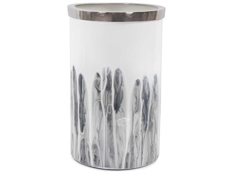 Howard Elliott Albrecht White Nickel Glass Candle Holder