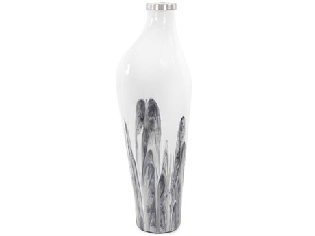 Howard Elliott Albrecht White Nickel Asymmetrical Glass Vase
