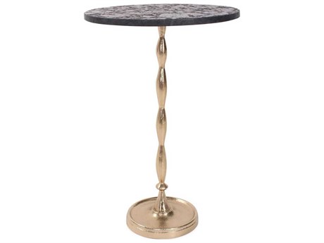 Howard Elliott Patrizia Round Marbled Black End Table