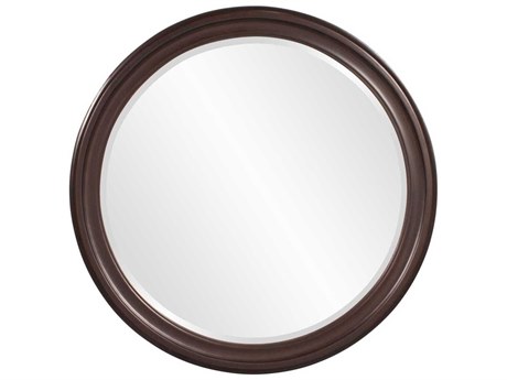Howard Elliott George Lacquered Chocolate Round Wall Mirror