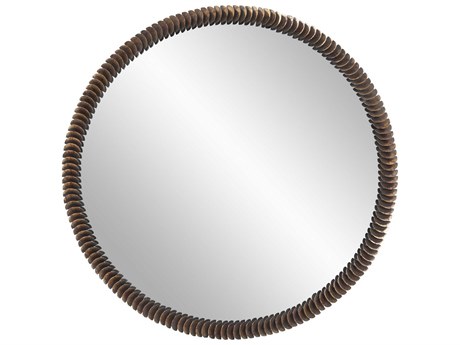 Howard Elliott Coined Acid Treated Round Wall Mirror