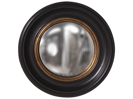Howard Elliott Albert Black Lacquer Round Wall Mirror