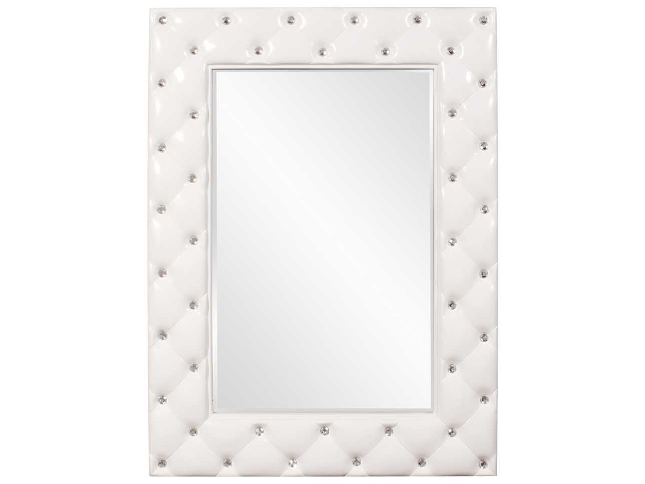 Howard Elliott Glamour Tufted White 34 x 47 White Wall Mirror HE56093