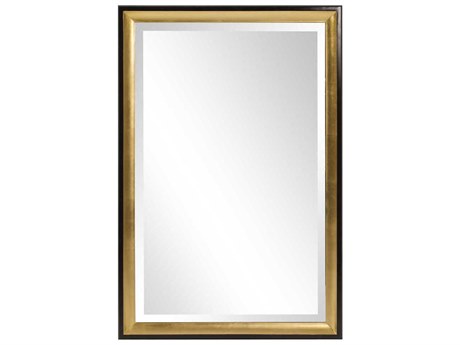 Howard Elliott Cagney Glossy Black with Gold Rectangular Wall Mirror