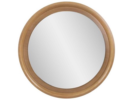 Howard Elliott Danton Wooden Brown Round Wall Mirror
