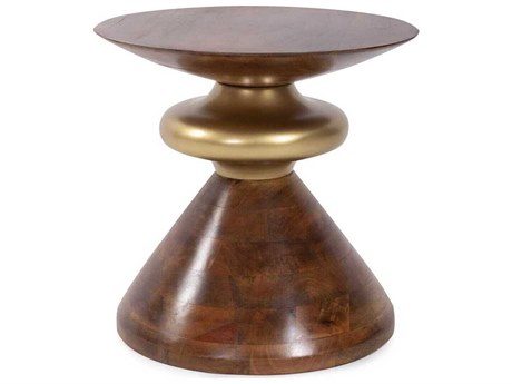 Howard Elliott Fillipo Round Wood Grain Brown End Table