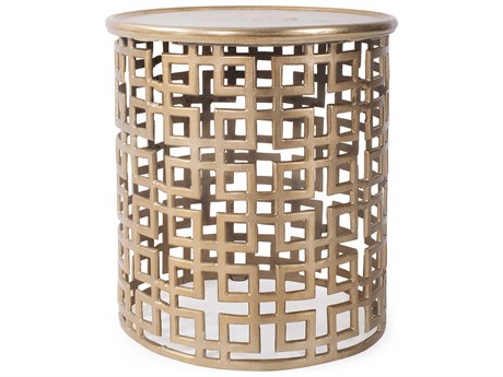 Howard Elliott Behren Round Metal Champagne End Table