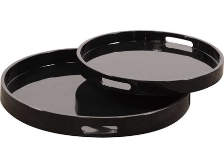 Howard Elliott Glossy Black Serving Tray Set of 2