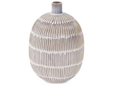 Howard Elliott Caramel Natural Ridged Ceramic Oval Dome Vase