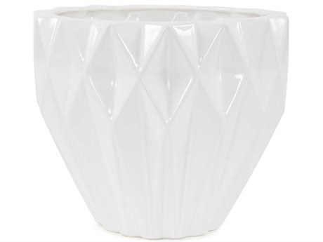 Howard Elliott Geometric White Earnware Pot