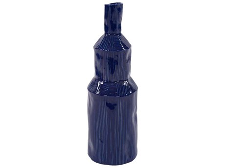 Howard Elliott Lipari Cobalt Blue Three-Tiered Free Formed Bottle