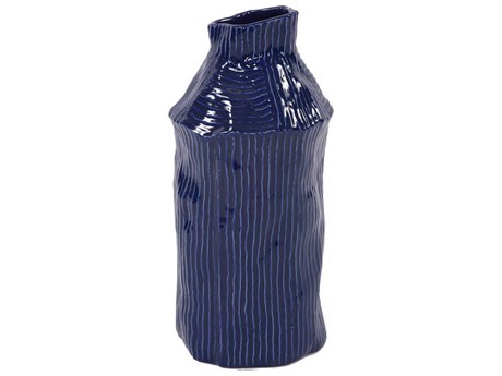 Howard Elliott Lipari Cobalt Blue Jagged Edged Free Formed Vase