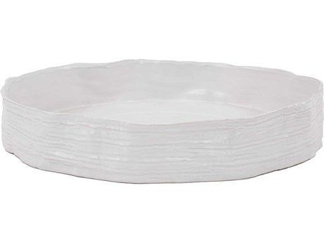 Howard Elliott Onda Matte White Shallow Decorative Bowl