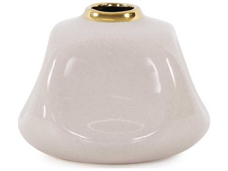 Howard Elliott Glossy Neutral Christana Concaved Ceramic Vase