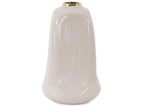Howard Elliott Glossy Neutral Christana Concaved Ceramic Vase